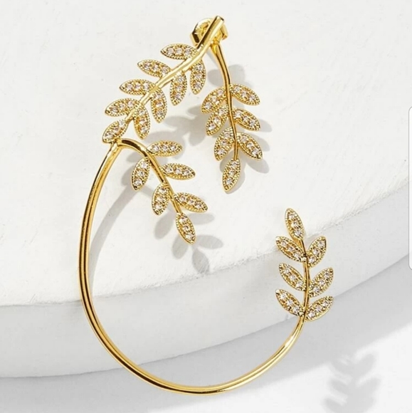 *Haven* Leaf Ear Climber Earring - Picture 2 of 5